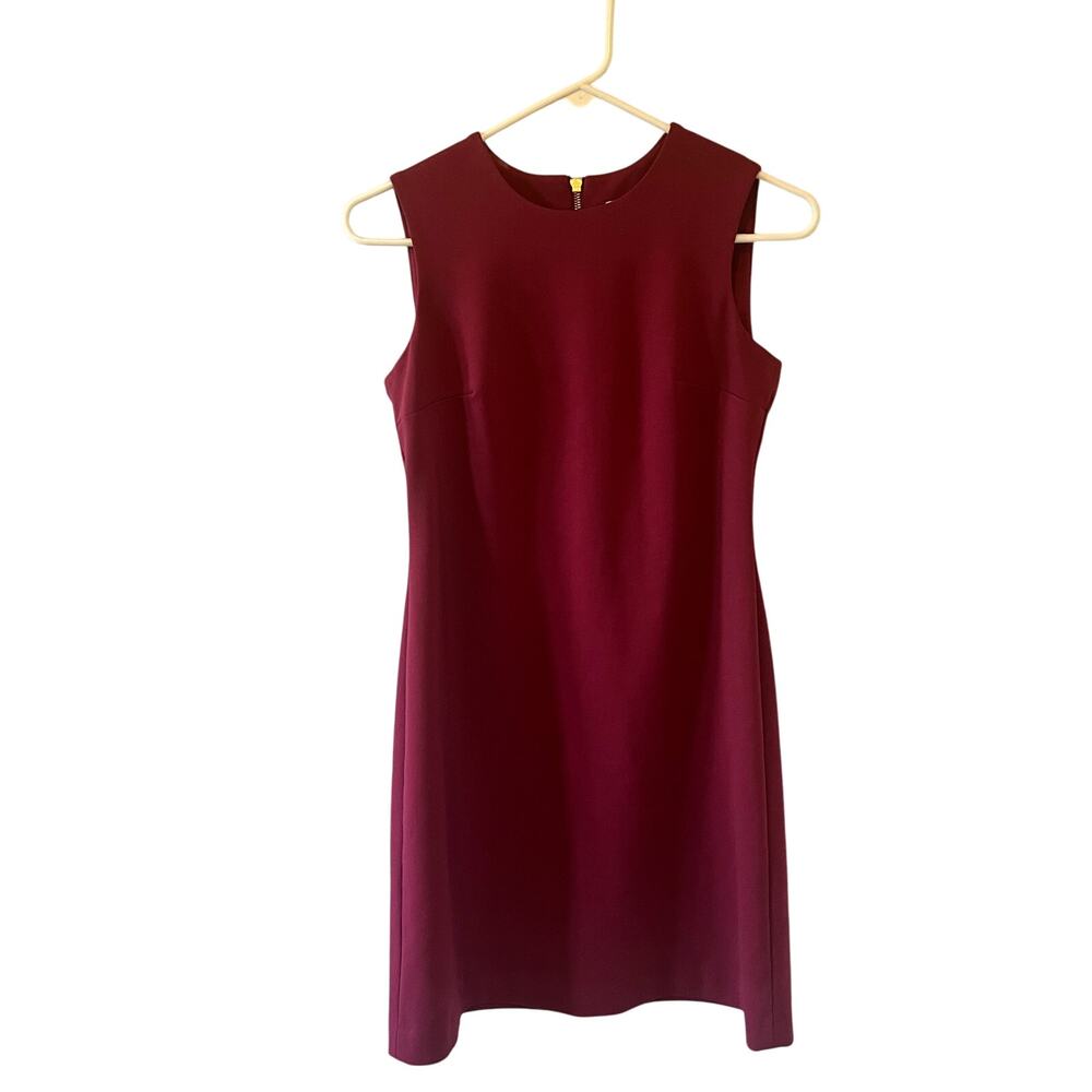 Women's Calvin Klein Red Sleeveless Lined Sheath Dress Gold Zipper Size 2